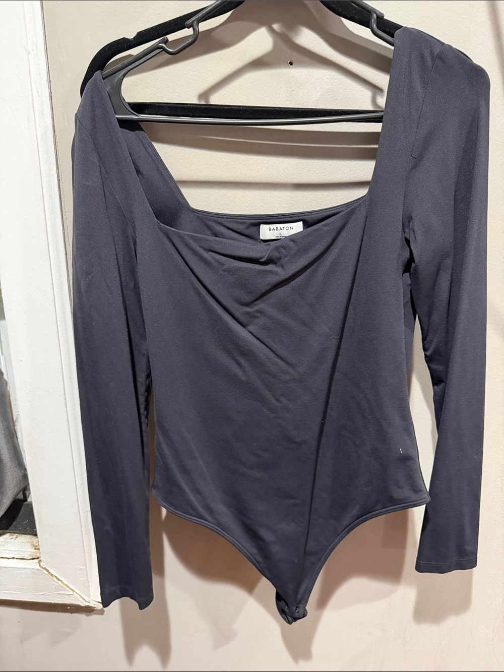 Aritzia Black Long Sleeve Square Neck Bodysuit